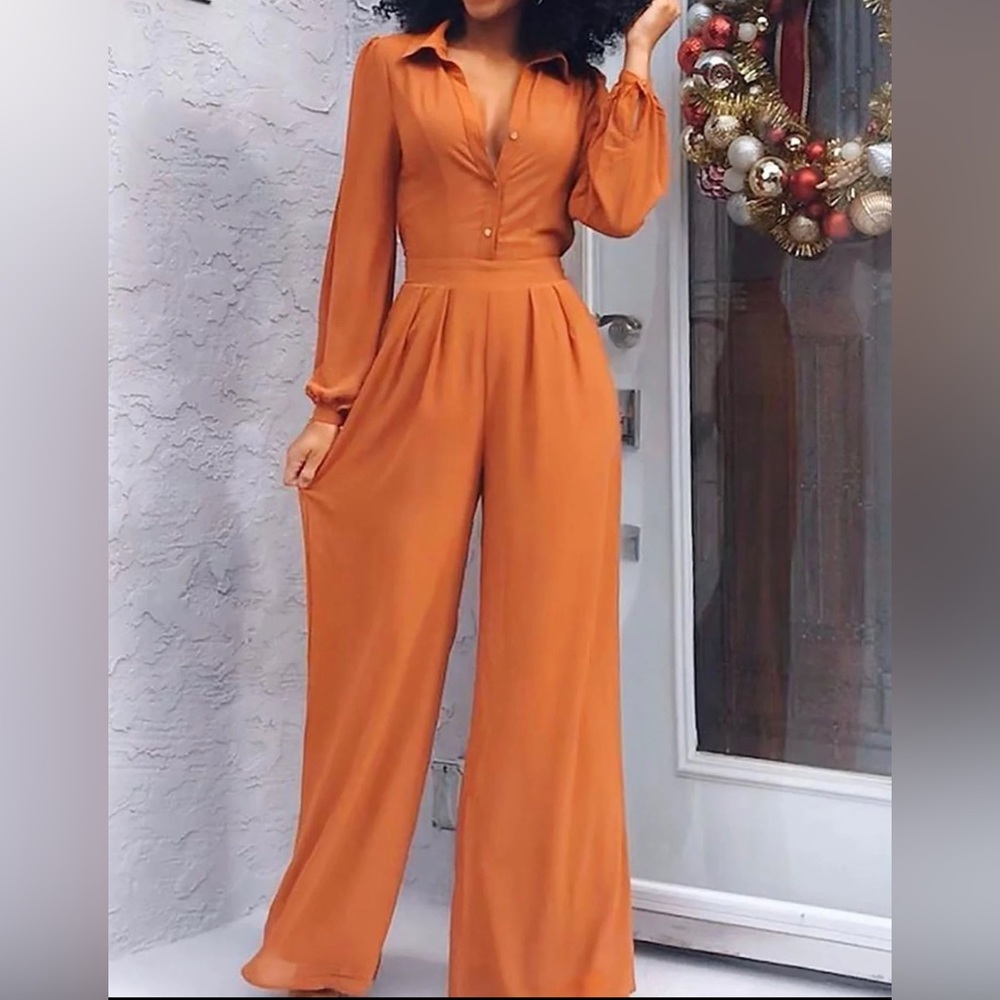 Brown Wide Leg Jumpsuit